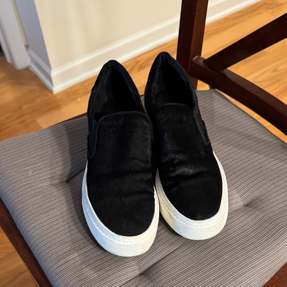 Black Slip-On Sneakers with White Soles